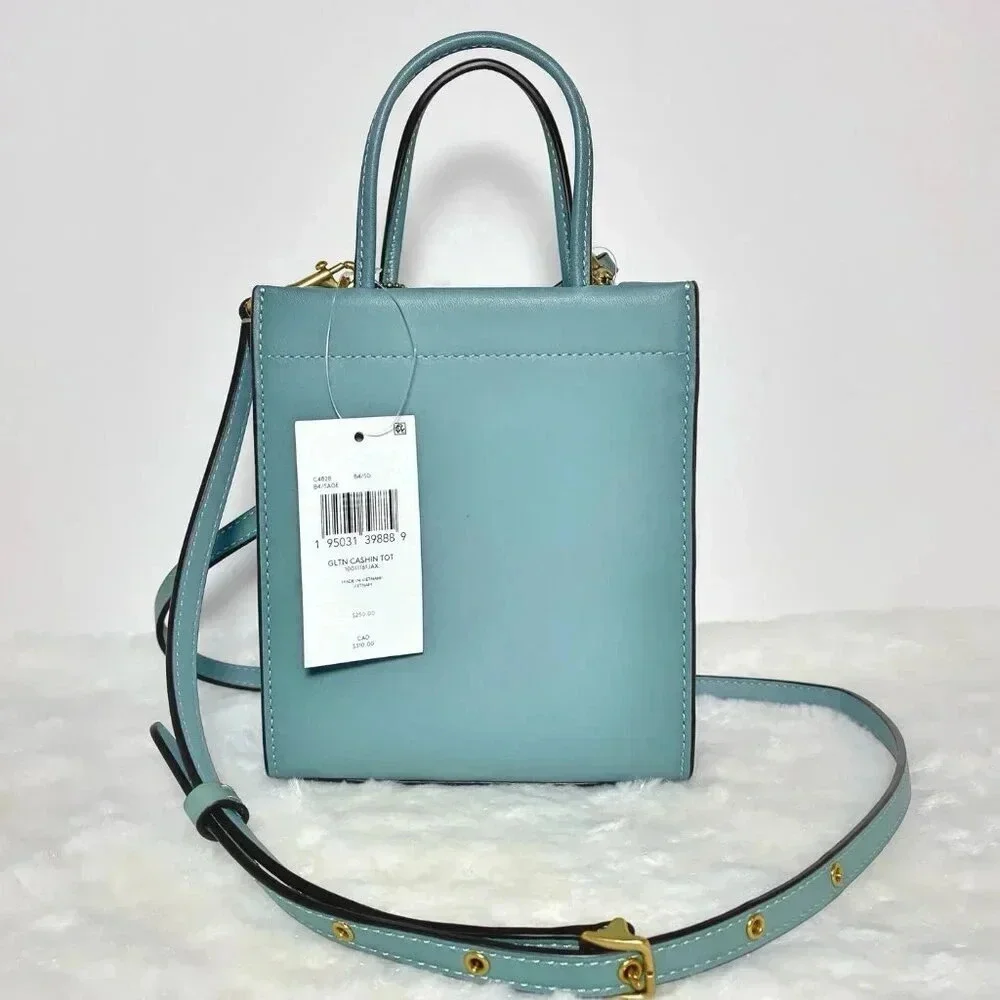 Coach Glove Tanned Leather Mini Cashin Carry Sage Green Tote Bag Purse NWT